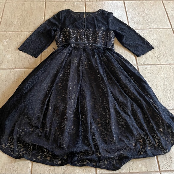 City Chic Womens Plus Size 20 Black Lace Lover Hi Low Midi Belt Dress NWT A-Line - Picture 11 of 12